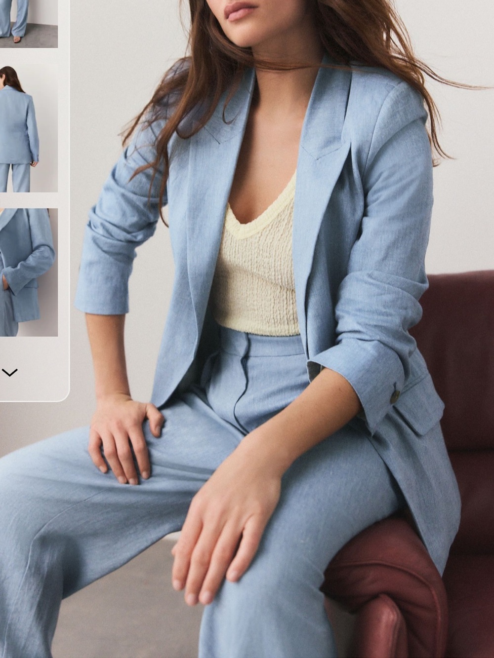 Next Light Blue Women’s Linen-Blend Suit Jacket & Trousers Size 10